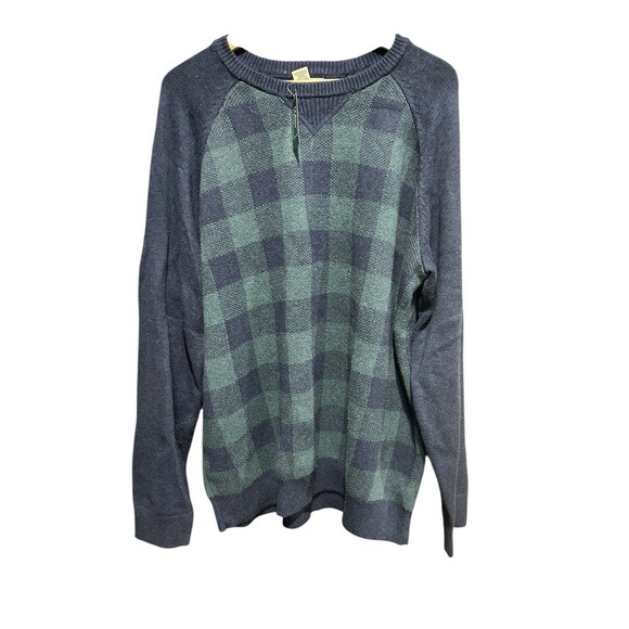 Vintage LL Bean Sweater Deadstock Green XLT Plaid Y2K Winter Outdoor Gorpcore - Picture 1 of 10